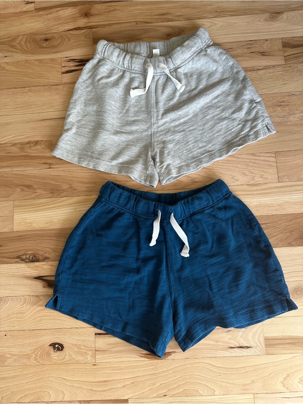 J. Crew Casual Terry Drawstring Shorts in Heather Gray and Deep Blue